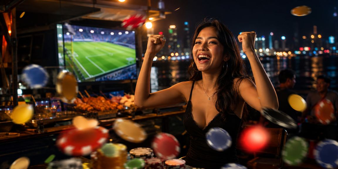 Pemain muda Indonesia bertaruh esports menggunakan smartphone di kafe modern