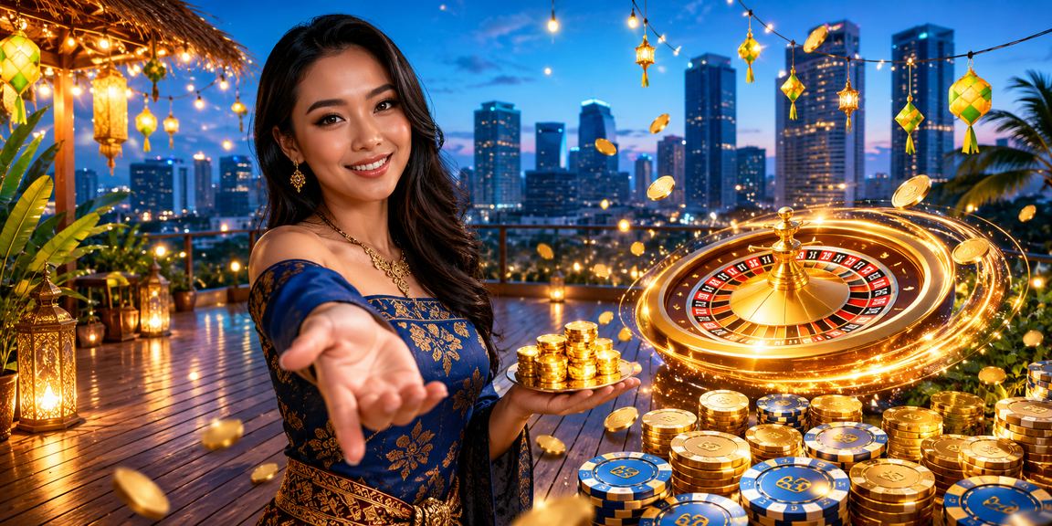 Meja roulette dalam suasana festival hiburan kasino Vietnam yang meriah dan penuh warna
